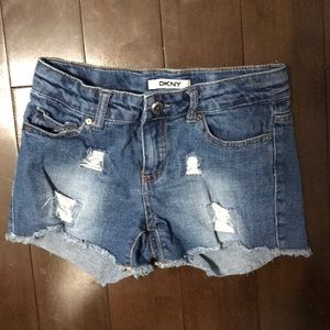 Dark washed ripped shorts